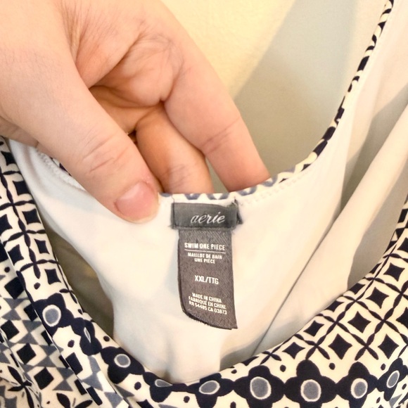 Aerie XXL One Piece Cheeky Voop Swimsuit in Blue & White - Picture 7 of 7